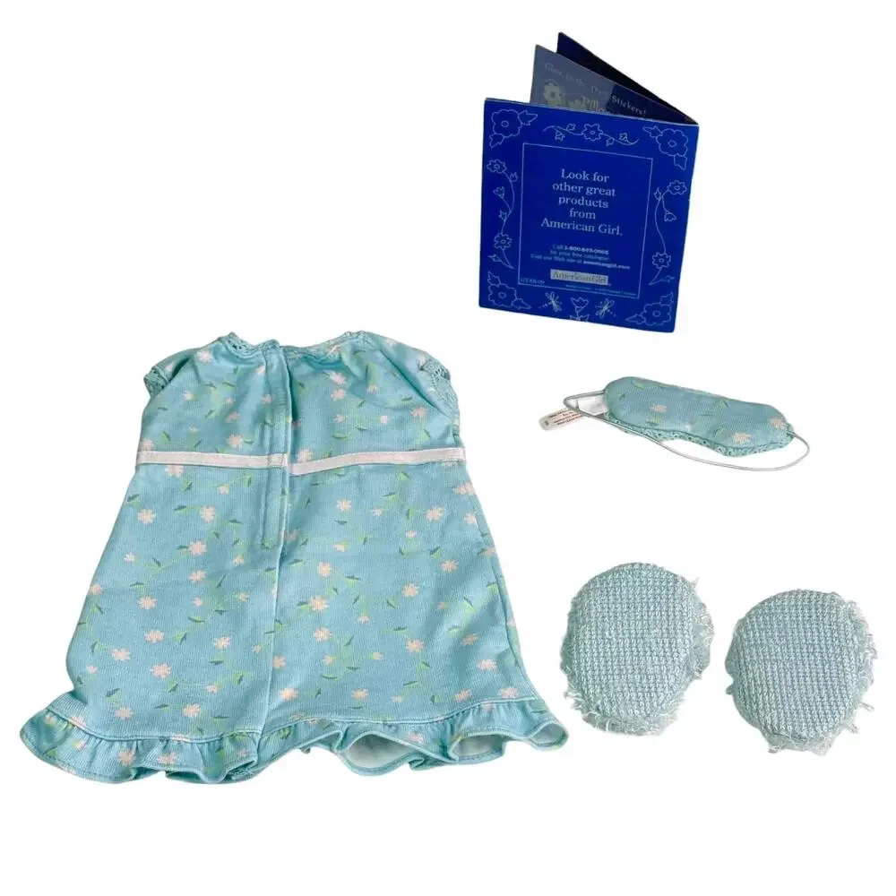 American Girl Today Blue Floral Nightgown Slippers Sleep Mask Pajama Party Pages
